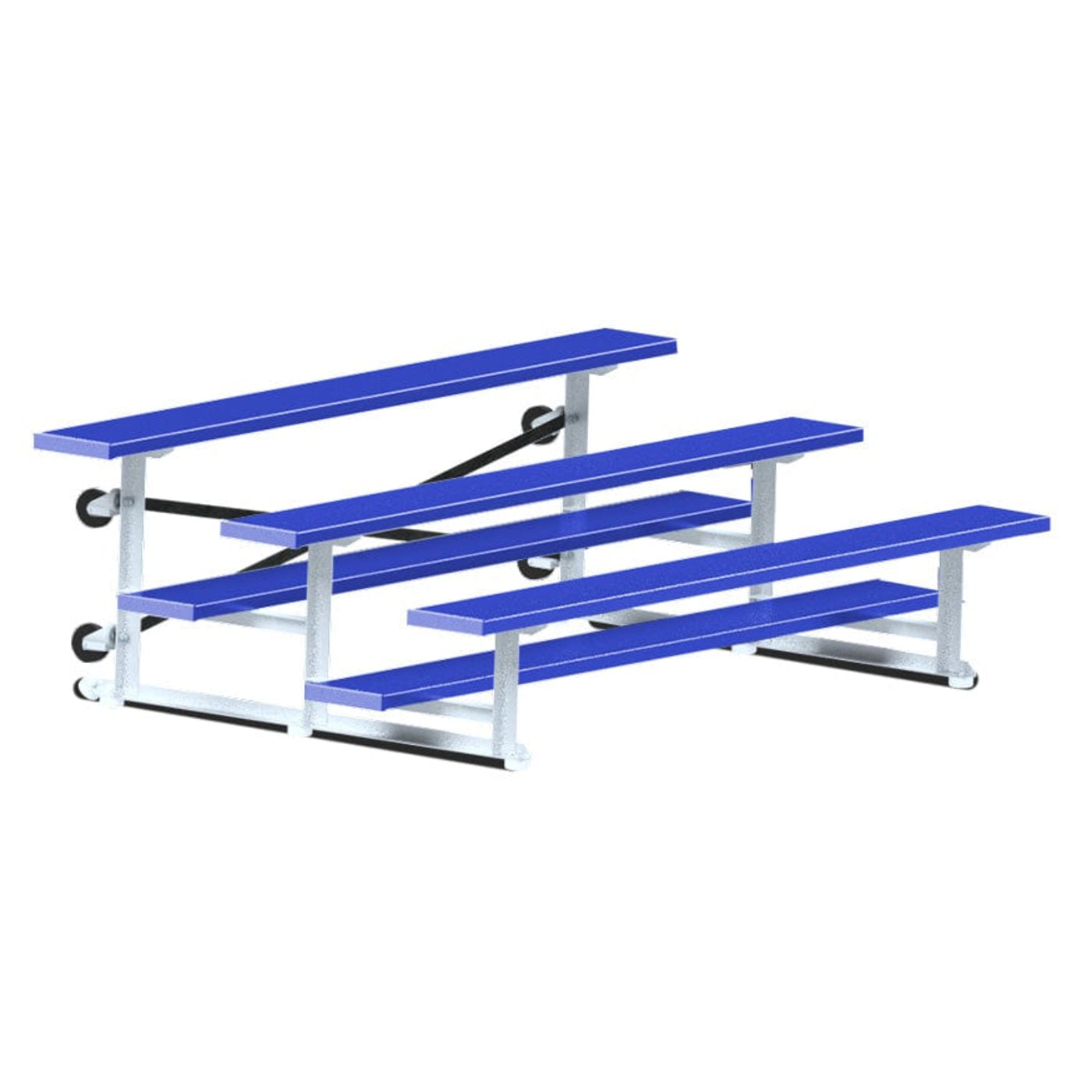 Jaypro Indoor Bleacher - 7-1/2 ft. (3 Row - Single Foot Plank) - Tip & Roll (Powder Coated) -  BLCH-375TRGPC