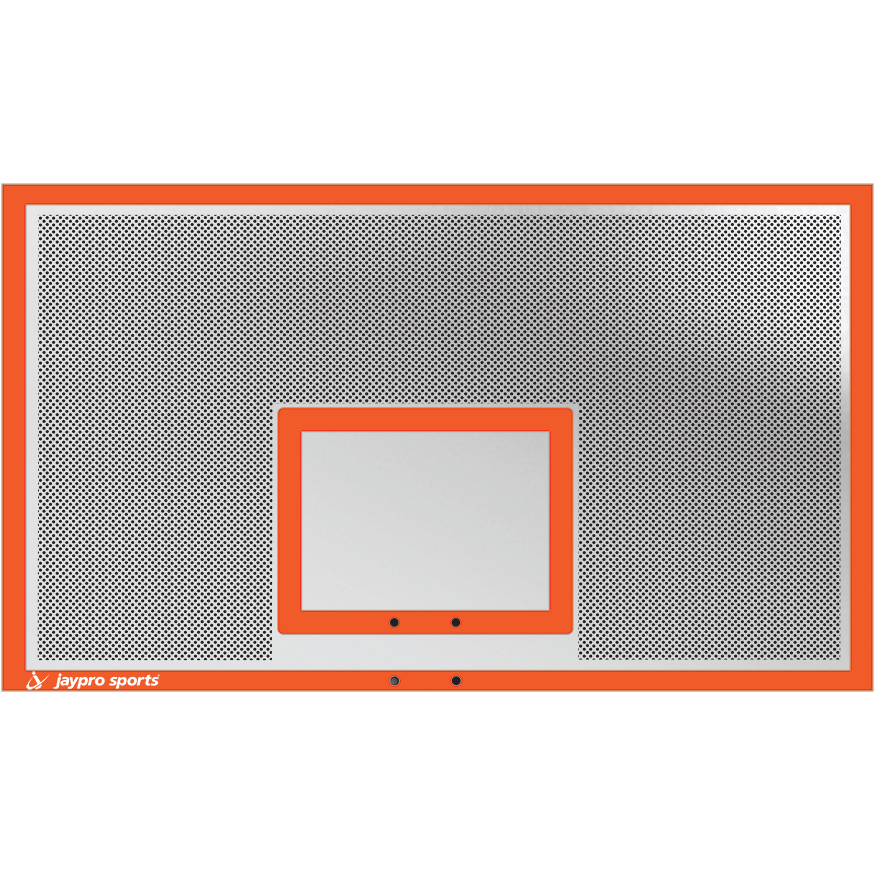 Jaypro Straight Post Basketball System (5-9/16" Pole with 6' Offset) 72"W x 42"H Perforated Steel Backboard - SPA6-PERF-DR