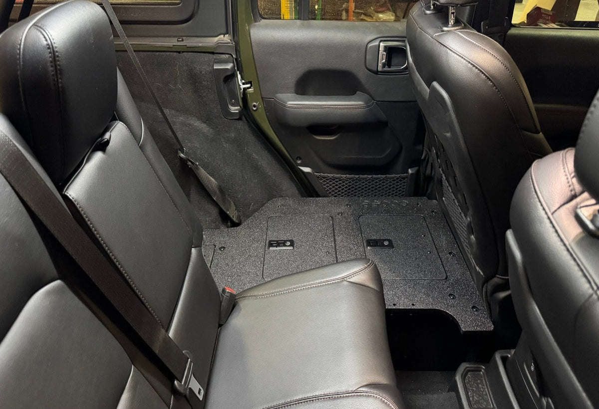 GOOSE GEAR Jeep Wrangler 2018-2023 JLU 4 Door - Second Row Seat Delete Plate System - V2 - 1484-GGR-SH