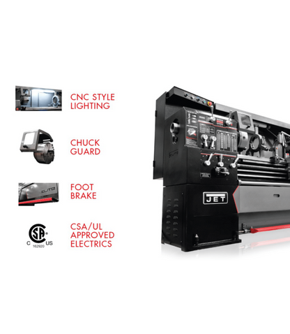 JET Elite Lathe E-1440VS with ACU-RITE 303 CSS DRO with Taper Attachment and Collet Closer - JT9-892468