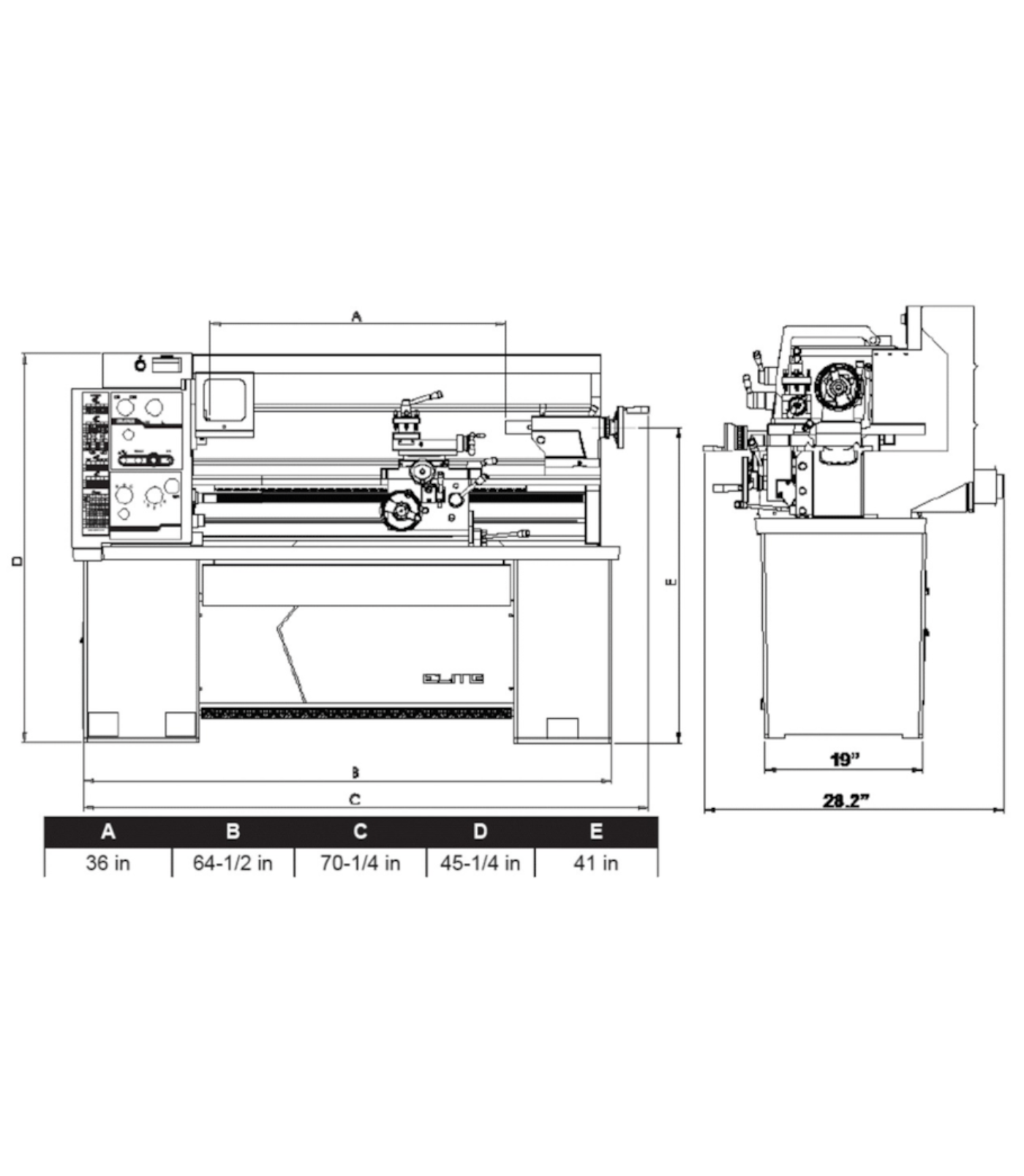 JET Elite Lathe E-1440VS with ACU-RITE 303 CSS DRO with Taper Attachment and Collet Closer - JT9-892468