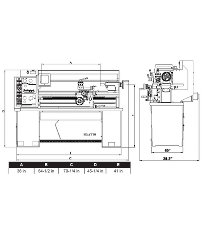 JET Elite Lathe E-1236VS with Collet Closer - JT9-892301