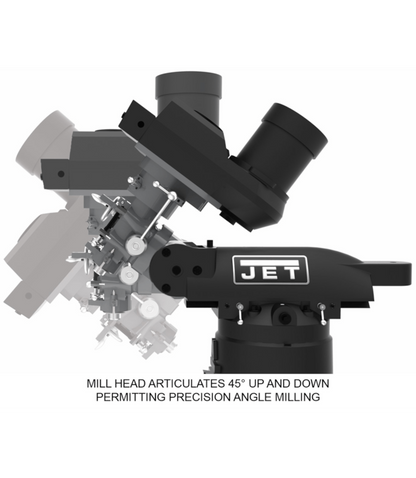 JET Elite ETM-949 Mill with X, Y, Z-Axis JET Powerfeeds and USA Made Air Draw Bar - JT9-894108