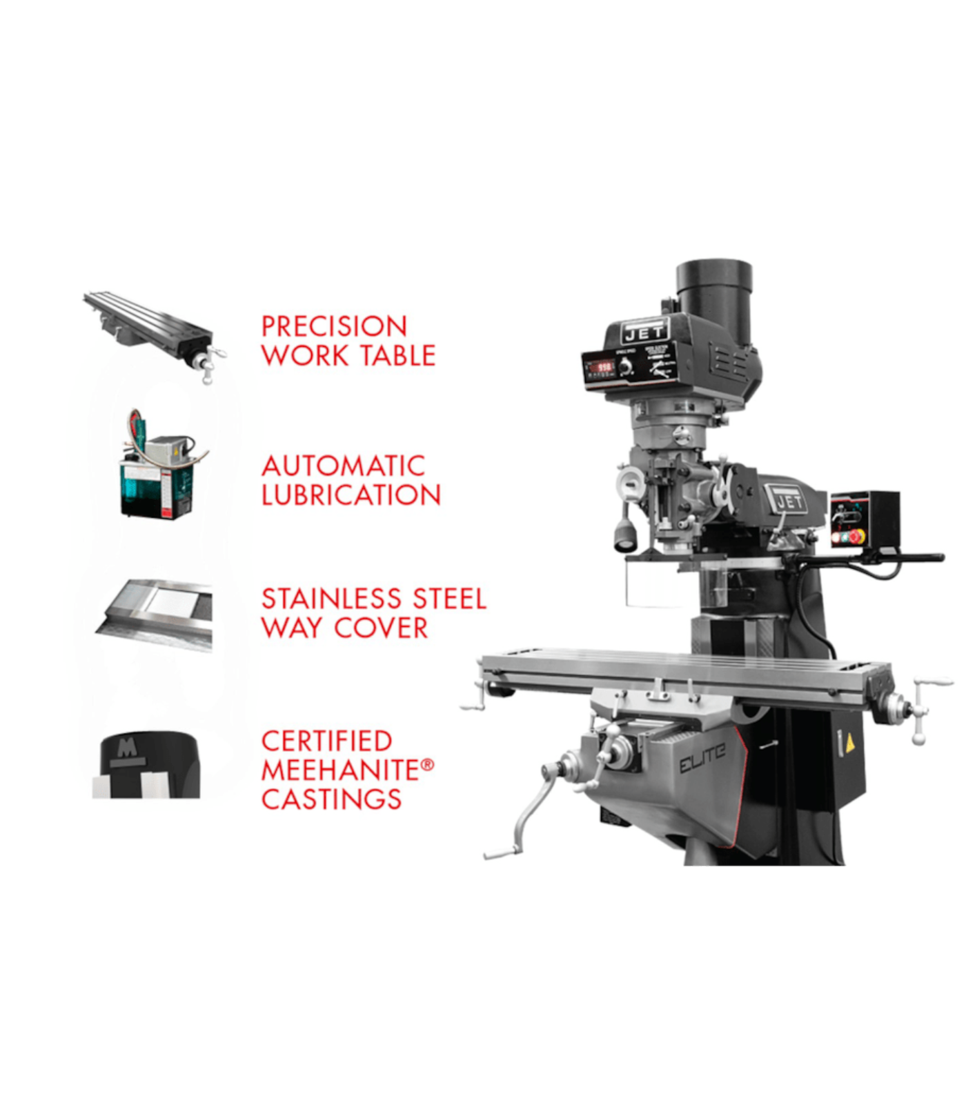 JET Elite ETM-949 Mill with X, Y, Z-Axis JET Powerfeeds - JT9-894107