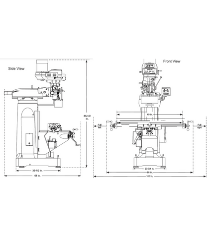 JET Elite ETM-949 Mill with X-Axis JET Powerfeed - JT9-894100