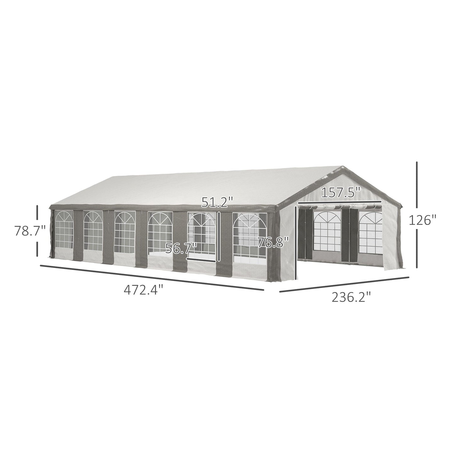 Outsunny 20' x 40' Heavy-Duty Outdoor Party Tent with Sidewalls, Gray - 84C-020V00GY
