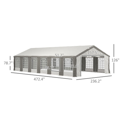 Outsunny 20' x 40' Heavy-Duty Outdoor Party Tent with Sidewalls, Gray - 84C-020V00GY