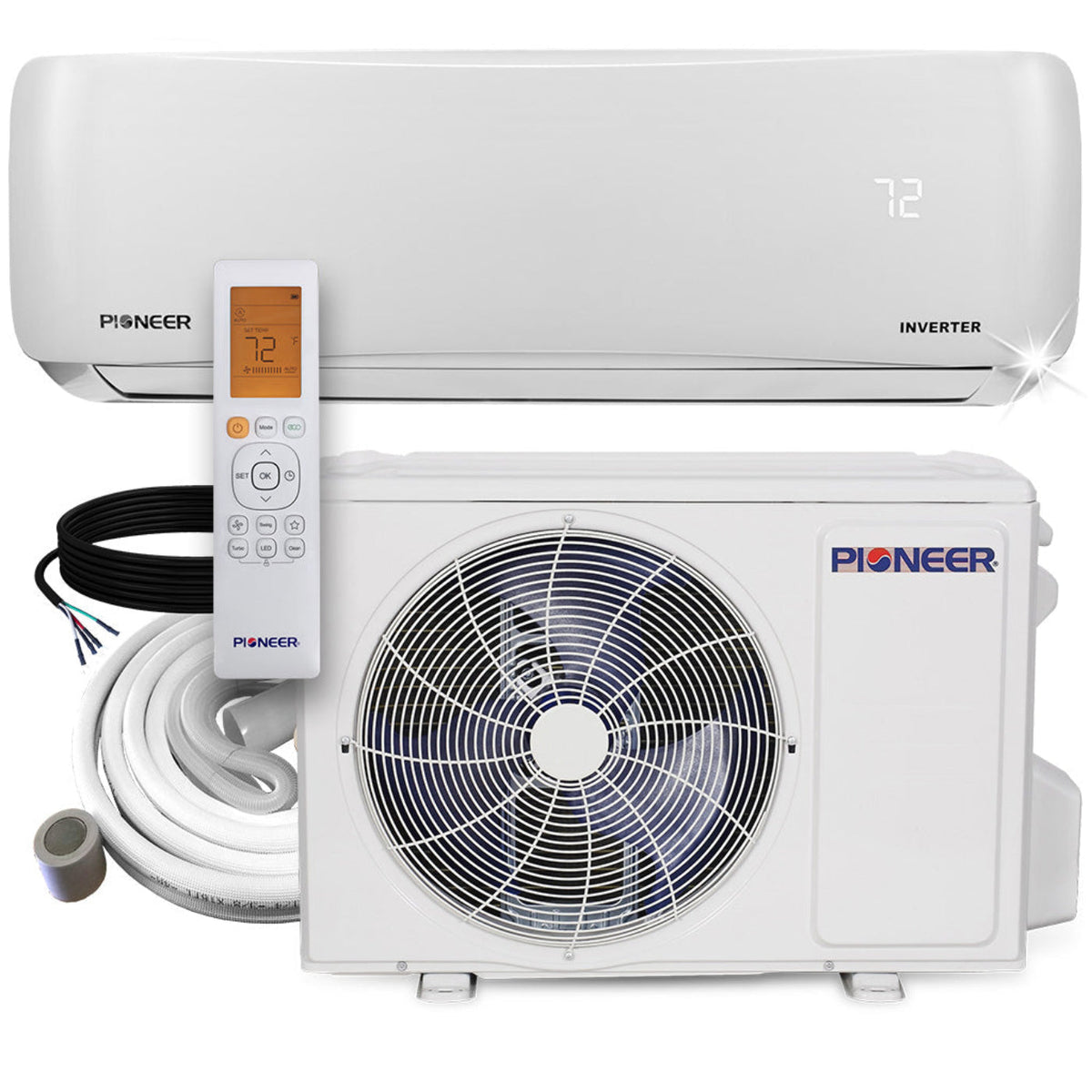 Pioneer 9,000 BTU 21.7 SEER2 Ductless Mini-Split Inverter+ Energy-Star Air Conditioner Heat Pump System Full Set 230V - WYS009GMFI20RL-10