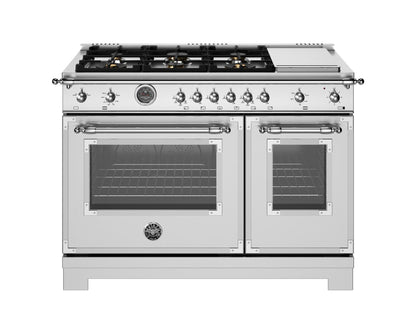 BERTAZZONI HER486BTFGMXT 48 inch All-Gas Range 6 Brass Burner and Griddle in Stainless Steel - HER486BTFGMXT