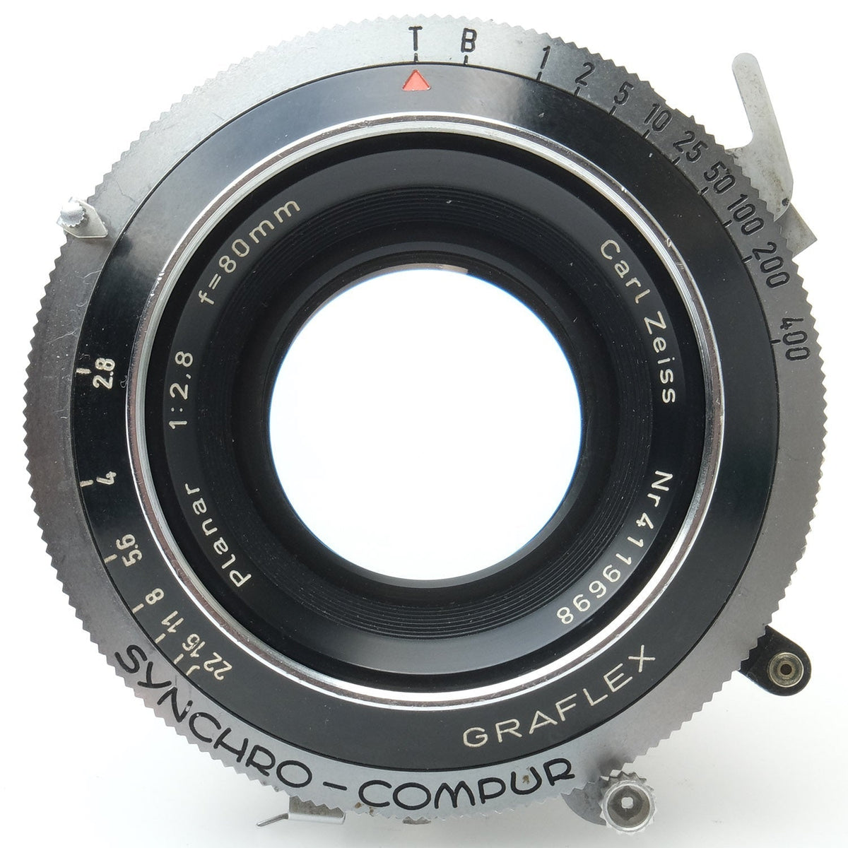 Zeiss 80mm f2.8 Planar, Synchro Compur, cleaning marks 4119698 - 1119228