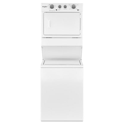 WHIRLPOOL 3.5 cu.ft Long Vent Electric Stacked Laundry Center 9 Wash cycles and AutoDry White - WETLV27HW