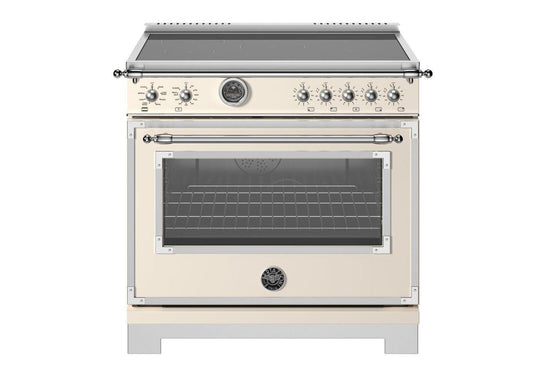 BERTAZZONI HER365ICFEPAVT Heritage 36" Range Induction Self Clean Avorio Ivory Bisque or Off-white - HER365ICFEPAVT