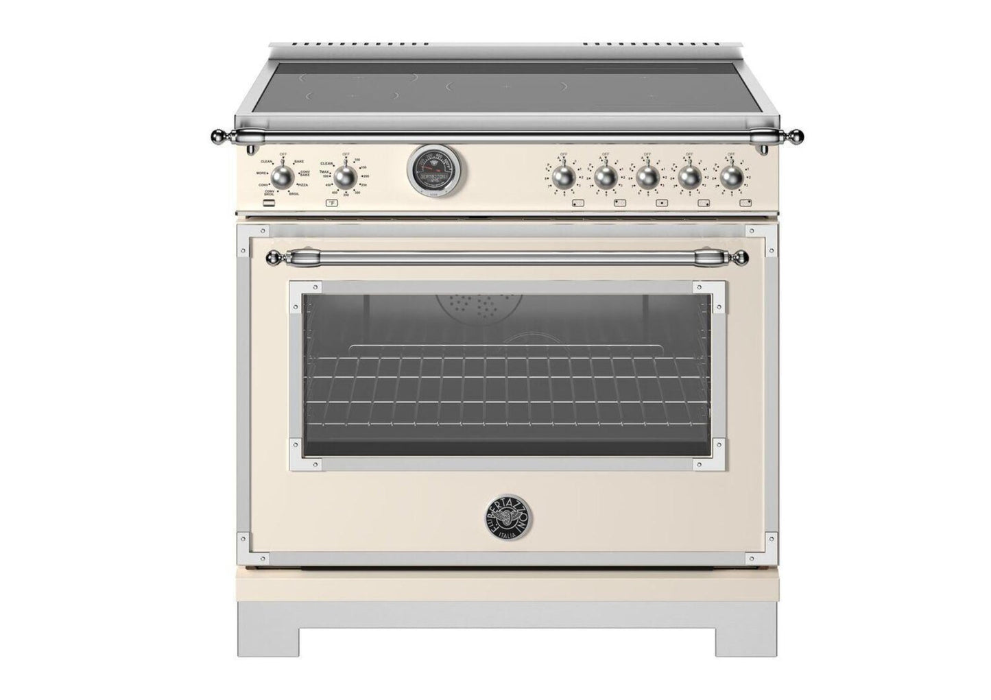 BERTAZZONI HER365ICFEPAVT Heritage 36" Range Induction Self Clean Avorio Ivory Bisque or Off-white - HER365ICFEPAVT