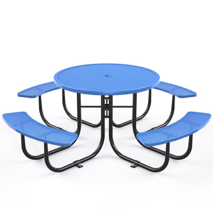 Chery Industrial Damaged 46" Round Picnic Tables With Umbrella Hole BLUE - D_TB16BL