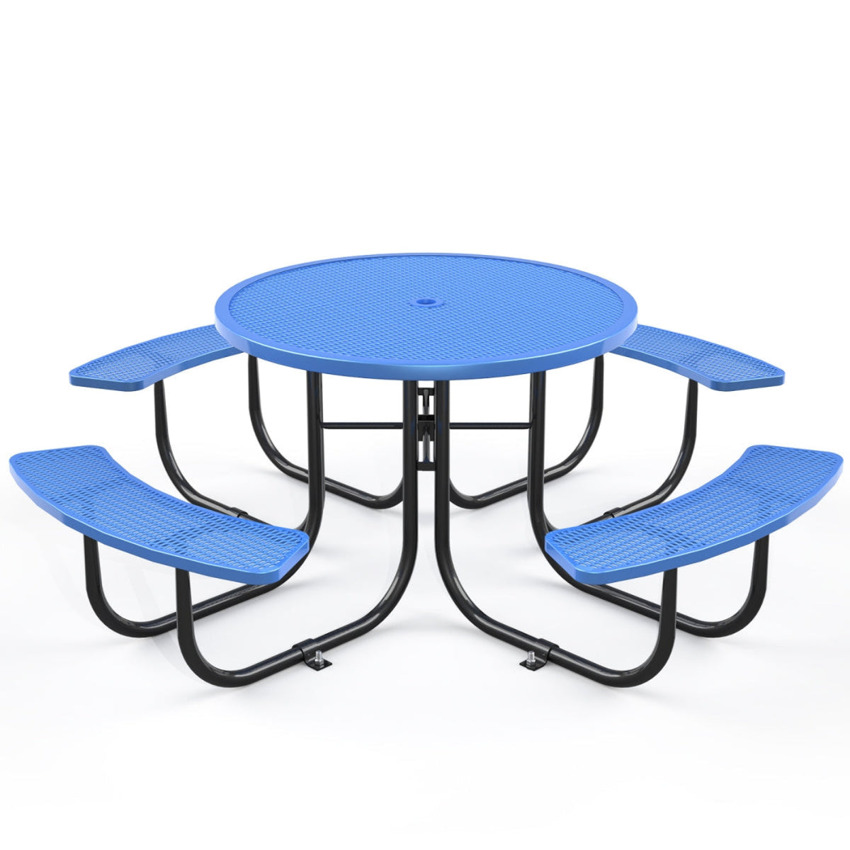 Chery Industrial Damaged 46" Round Picnic Tables With Umbrella Hole BLUE - D_TB16BL