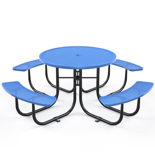Chery Industrial Damaged 46" Round Picnic Tables With Umbrella Hole BLUE - D_TB16BL