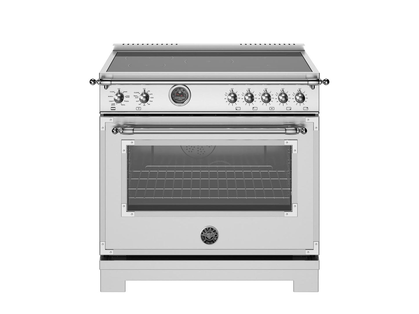 BERTAZZONI HER365ICFEPXT 36 inch Induction Range, 5 Heating Zones and Cast Iron Griddle, Electric Self-Clean Oven in Stainless Steel - HER365ICFEPXT