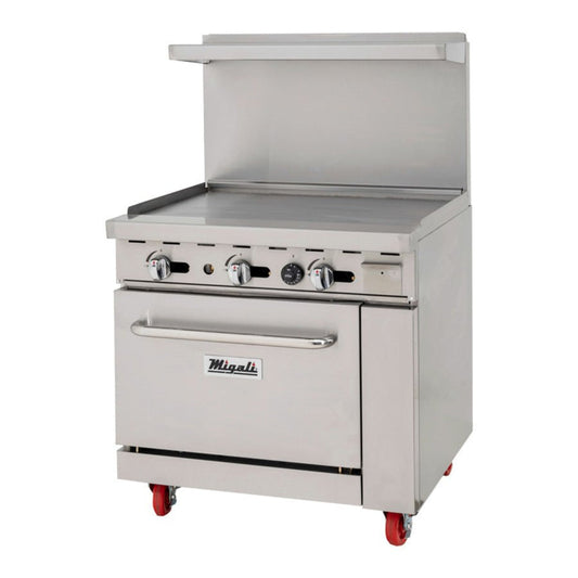 Migali C-RO-36G-LP 36" Liquid Propane Range Griddle with Oven - 102,000 BTU - C-RO-36G-LP