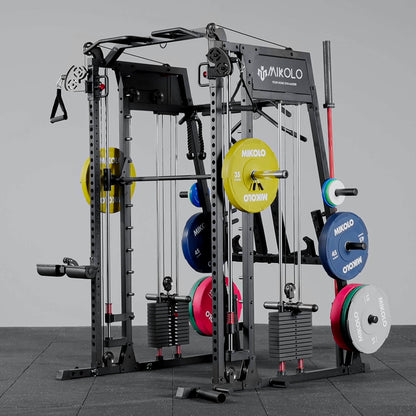 Mikolo Fitness M4-2.0 Elite All-In-One Workout Smith Gym Machine with Dual Weight Stacks  - DM-M8-WS