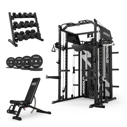 Mikolo Fitness HORUS Home Gym Pack with 350 lbs Dumbbell Set - DM-SM02-B-HP3-RRBB