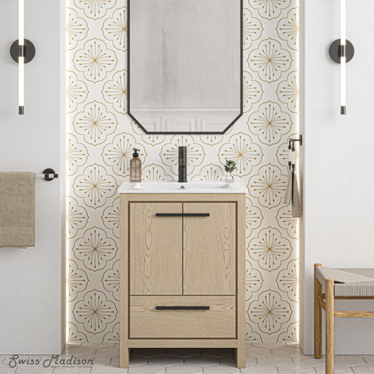Swiss Madison Virage 24 Freestanding, Bathroom Vanity in Natural Oak - SM-BV730LK