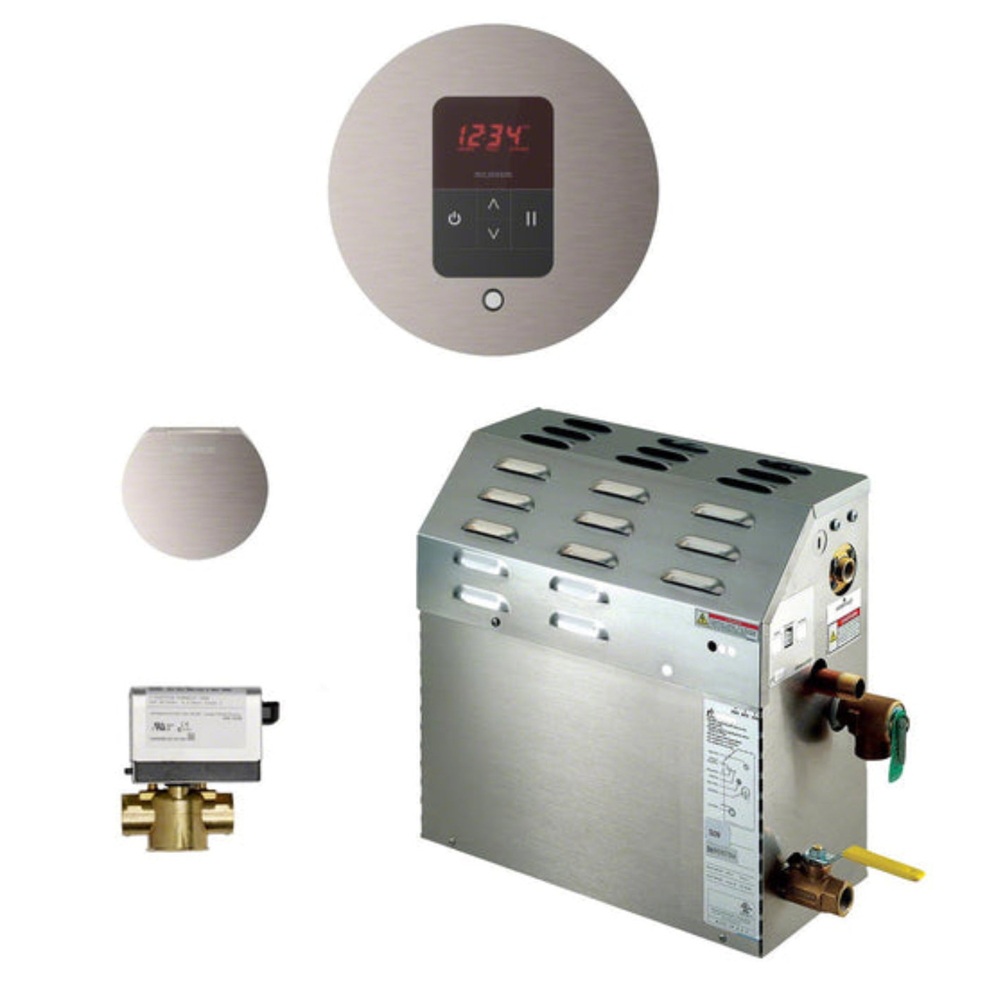 Mr. Steam- 9kW Steam Bath Generator Package - Round - Satin Brass - 400C1ATRDSB