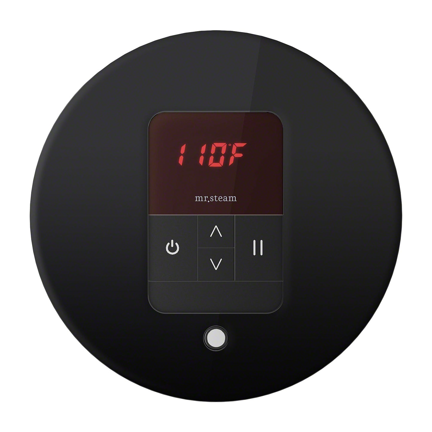 Mr. Steam iTempo Round Steam Shower Control in Black with Polished Chrome Bezel - MSITEMPORD-BK