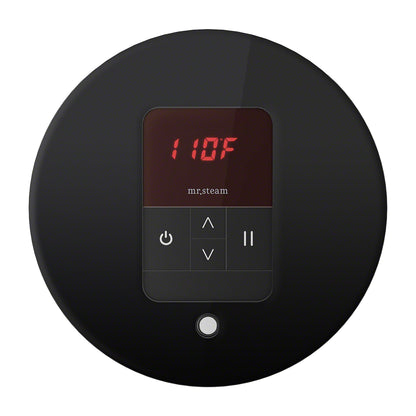 Mr. Steam iTempo Round Steam Shower Control in Black with Polished Chrome Bezel - MSITEMPORD-BK