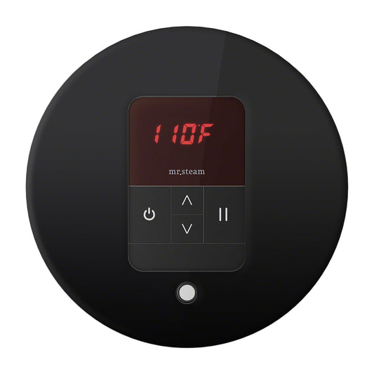 Mr. Steam iTempo Round Steam Shower Control in Black with Polished Chrome Bezel - MSITEMPORD-BK