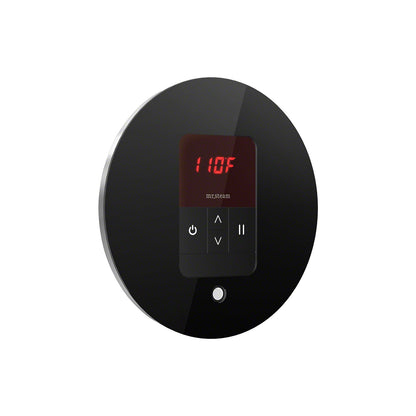 Mr. Steam iTempo Round Steam Shower Control in Black with Polished Chrome Bezel - MSITEMPORD-BK