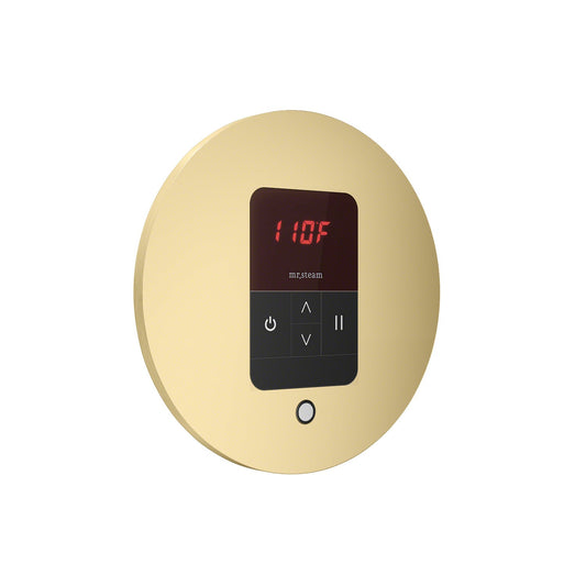Mr. Steam iTempo Round Steam Shower Control in Satin Brass - MSITEMPORD-SB