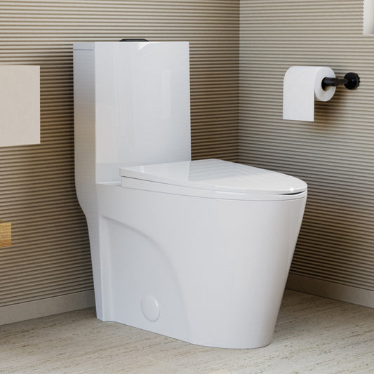 Swiss Madison St. Tropez One Piece Elongated Toilet Dual Vortex Flush, Black Hardware - SM-1T254HB