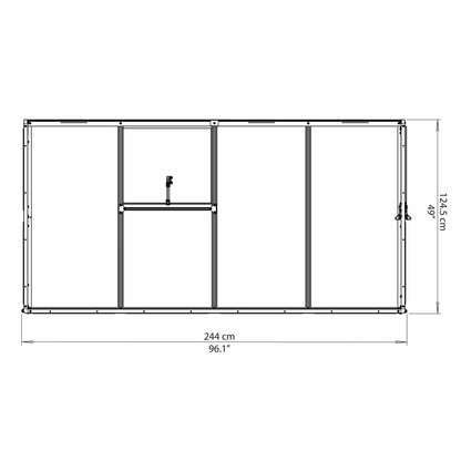Palram - Canopia | 4x8 Ft Hybrid Lean-To Greenhouse Kit - Silver With 0.8mm Polycarbonate Glazing - HG5548