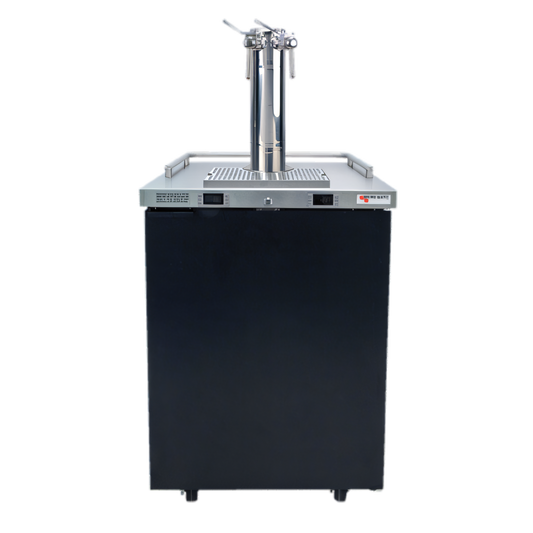 Micro Matic USA Pro-Line E-Series One-Section Dual-Temperature Wine Cooler Dispenser with 2-Faucet Finesse Wine Font, 25-Inch Wide, 8.4 Cu. Ft. - MDD23W-E-A