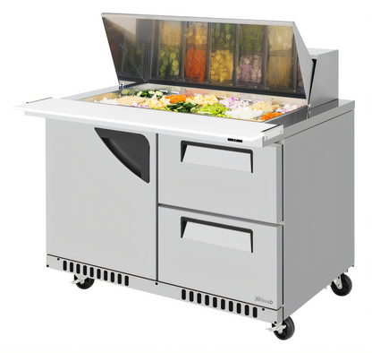 Turbo Air TST-48SD-18-D2R(L)-FB-N Super Deluxe Refrigerated Prep Tables - TST-48SD-18-D2R(L)-FB-N