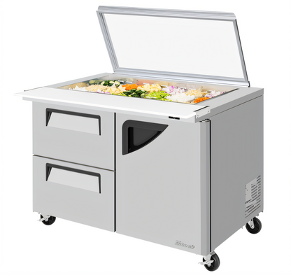 Turbo Air TST-48SD-18-D2R-N-GL Super Deluxe Refrigerated Prep Tables - TST-48SD-18-D2R-N-GL