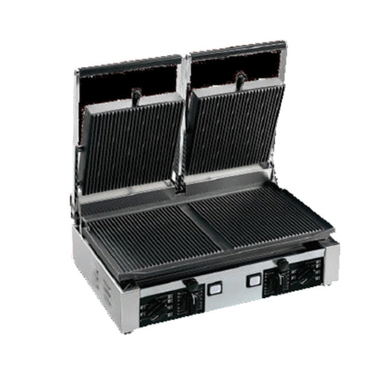 Univex PPRESS2R Double Countertop Panini Press with Ribbed Cast Iron Plates - UVPPRESS2R
