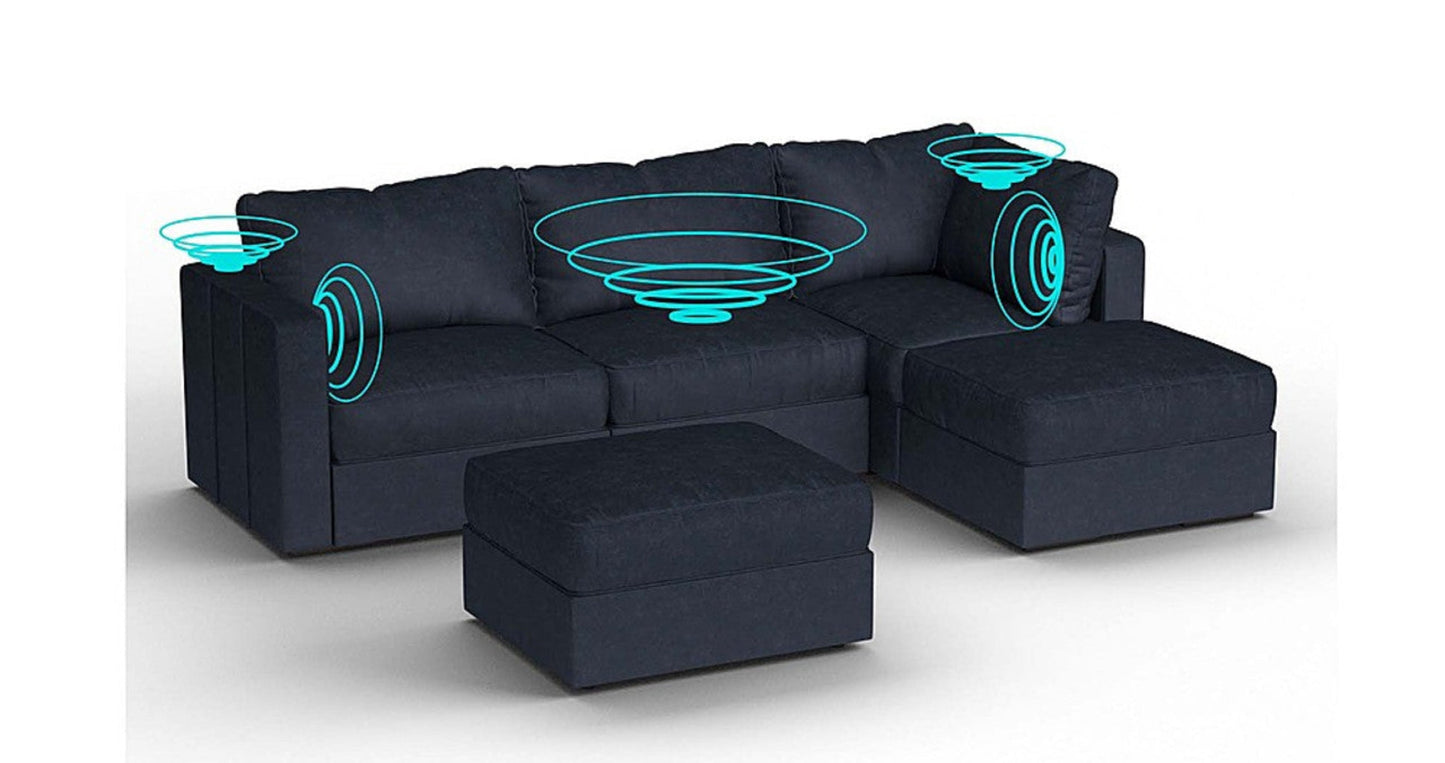 Lovesac – 5 Seats + 5 Sides Corded Velvet &amp; Standard Foam with 6 Speaker Immersive Sound + Charge System – Midnight Navy - 1772614147115_427
