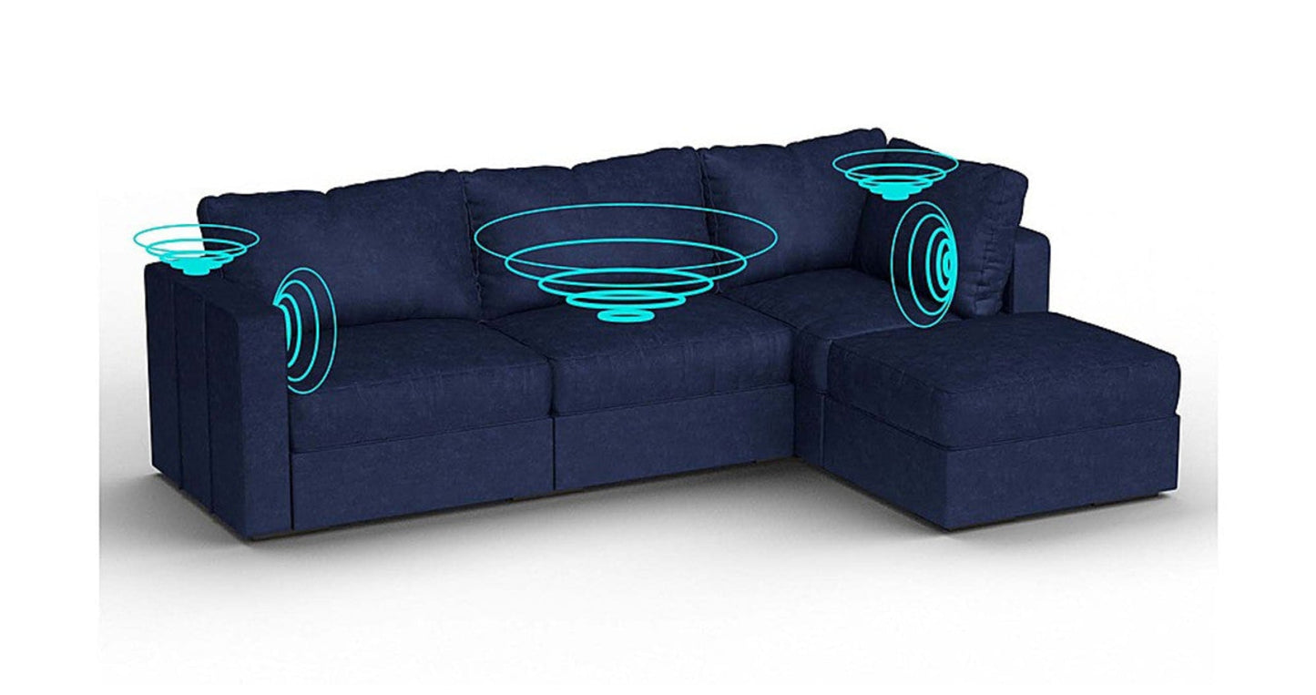 Lovesac – 4 Seats + 5 Sides Corded Velvet &amp; Lovesoft with 8 Speaker Immersive Sound + Charge System – Sapphire Navy - 1772606886216_309