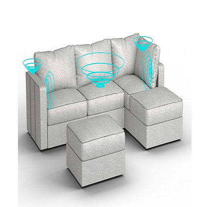 Lovesac – 5 Seats + 5 Sides Luxe Chenille &amp; Standard Foam with 8 Speaker Immersive Sound + Charge System – Tonal Sterling - 1762893202766_800