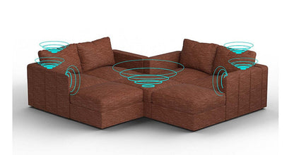 Lovesac – 7 Seats + 8 Sides Rained Chenille &amp; Lovesoft with 6 Speaker Immersive Sound + Charge System – Terracotta - SKU_1772863295480_534