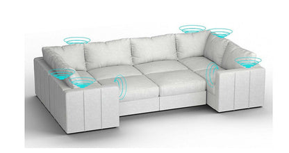 Lovesac – 8 Seats + 10 Sides Corded Velvet &amp; Lovesoft with 6 Speaker Immersive Sound + Charge System – Sky Grey - 1772862596551_888