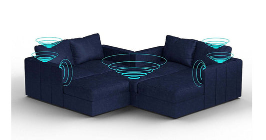 Lovesac – 7 Seats + 8 Sides Corded Velvet &amp; Standard Foam with 6 Speaker Immersive Sound + Charge System – Sapphire Navy - 1772606925562_111