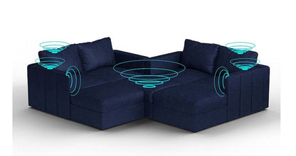 Lovesac – 7 Seats + 8 Sides Corded Velvet &amp; Standard Foam with 6 Speaker Immersive Sound + Charge System – Sapphire Navy - 1772606925562_111