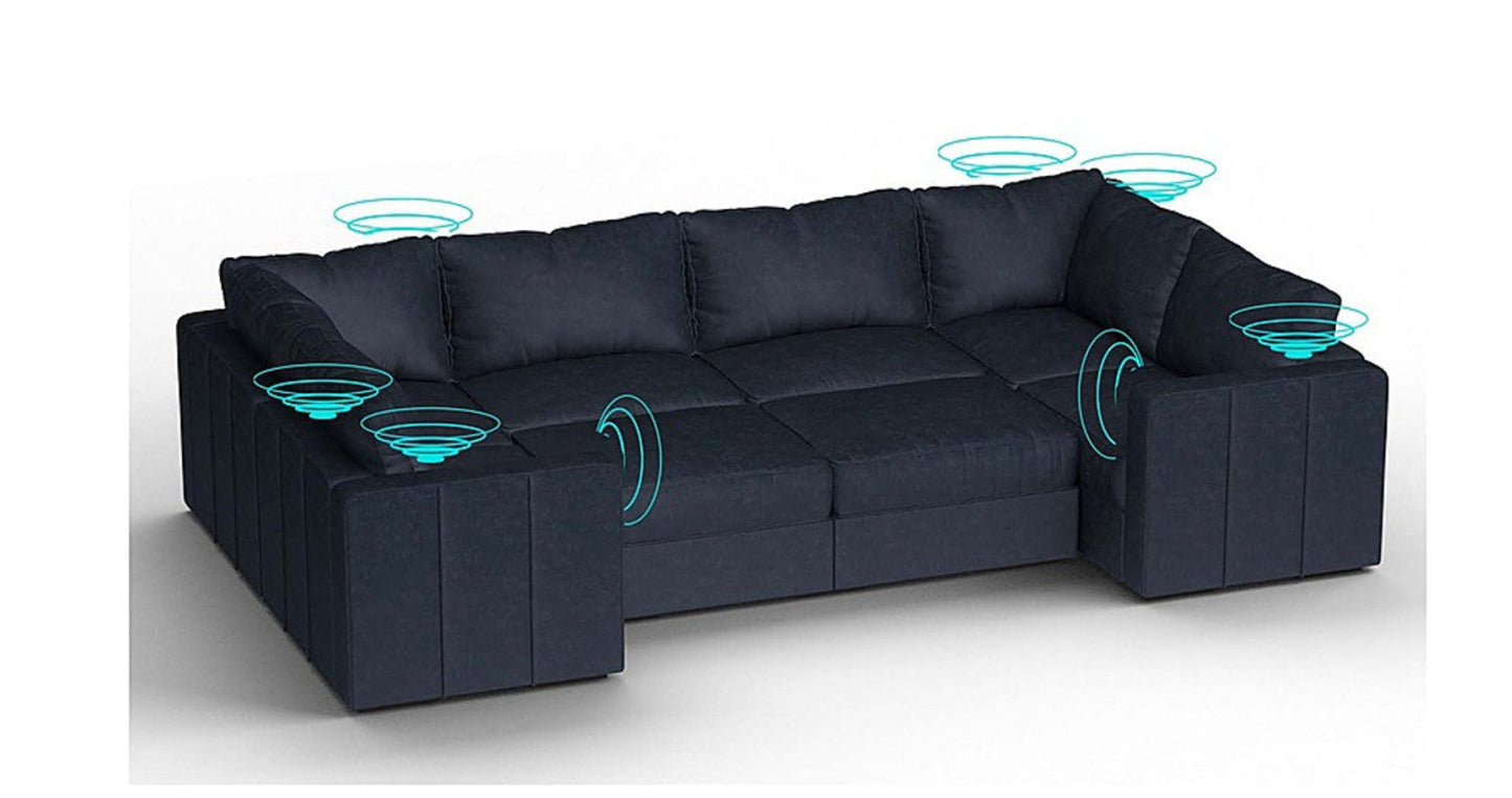 Lovesac – 8 Seats + 10 Sides Corded Velvet &amp; Lovesoft with 10 Speaker Immersive Sound + Charge System – Midnight Navy - SKU_1772863420398_933