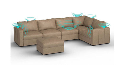 Lovesac – 6 Seats + 8 Sides Combed Chenille &amp; Standard Foam with 6 Speaker Immersive Sound + Charge System – Taupe - 1772608814832_428