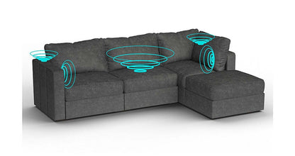 Lovesac – 4 Seats + 5 Sides Corded Velvet &amp; Standard Foam with 6 Speaker Immersive Sound + Charge System – Charcoal Grey - 1772612863026_686