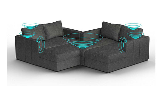 Lovesac – 7 Seats + 8 Sides Corded Velvet & Standard Foam with 6 Speaker Immersive Sound + Charge System – Charcoal Grey - 1761207939482_902