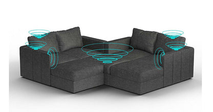 Lovesac – 7 Seats + 8 Sides Corded Velvet & Standard Foam with 6 Speaker Immersive Sound + Charge System – Charcoal Grey - 1761207939482_902