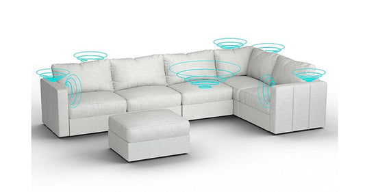 Lovesac – 6 Seats + 8 Sides Corded Velvet &amp; Standard Foam with 6 Speaker Immersive Sound + Charge System – Sky Grey - 1772862535376_394